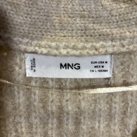 MNG MANGO Women's Knit Cropped Color Block Cardigan Sweater Alpaca Wool Blend - Picture 13 of 15